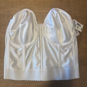 NEW Goddess Bridal Satin Smooth Cup Strapless Longline Underwire Bra 6930 White